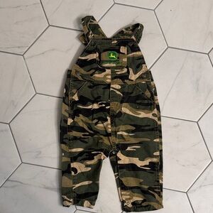 John Deere Green and Brown Camouflage Kids Overalls